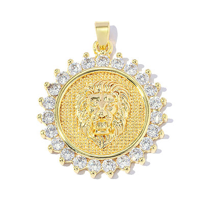 Brass Clear Cubic Zirconia Pendants KK-OY001-22G-1