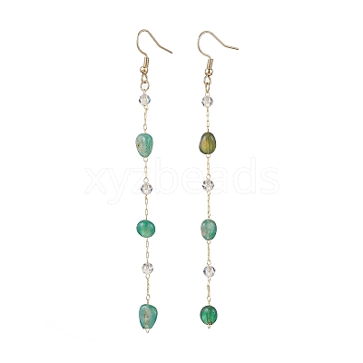Handmade Natural Green Agate Beaded Chains Earring & Necklaces Sets SJEW-JS01342-04-1