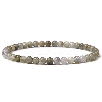 4mm Round Natural Labradorite Beads Bracelet for Men KG3069-19-1