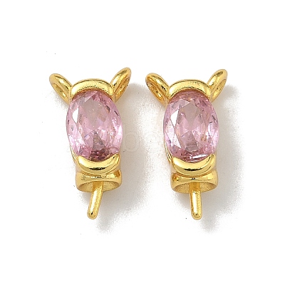 Brass Pave Single Cubic Zirconia Peg Bails Pin Charms KK-D226-01G-03-1