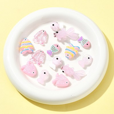 14Pcs 7 Colors Painted Glass Beads LAMP-FS0001-60-1