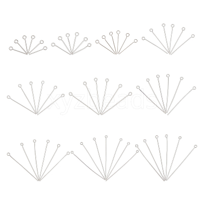 1000Pcs 10 Style 304 Stainless Steel Eye Pins STAS-UN0024-72-1