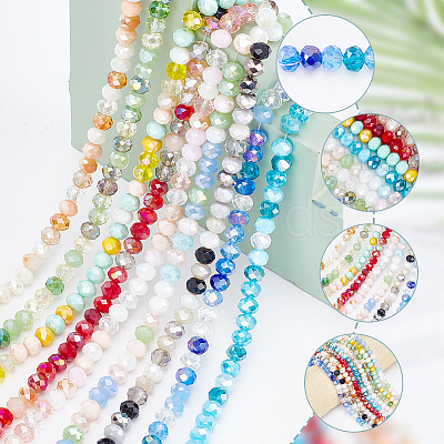 9 Strands 9 Color Electroplate Glass Beads Strands EGLA-AR0001-21-1