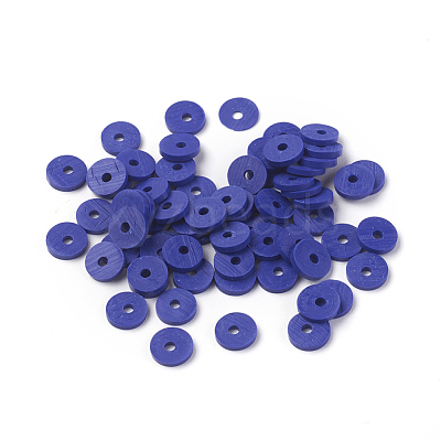 Flat Round Handmade Polymer Clay Beads CLAY-R067-6.0mm-09-1