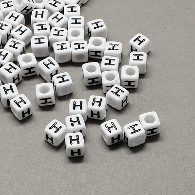 Large Hole Acrylic Letter European Beads SACR-Q103-6mm-01H-1