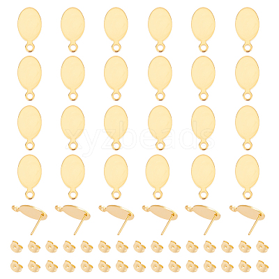 30Pcs 201 Stainless Steel Stud Earring Findings STAS-UN0041-65-1