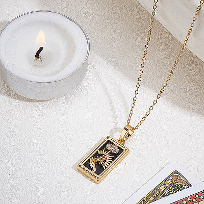 Brass with Cubic Zirconia Pendants Necklaces NJEW-LP0001-45H-G-1