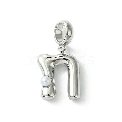 Rack Plating Brass with ABS Plastic Pearl European Dangle Charms KK-G501-02N-P-1