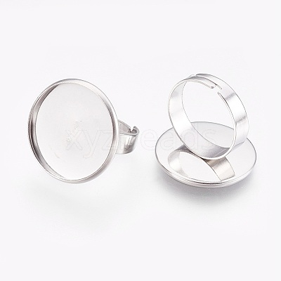 Tarnish Resistant Adjustable 304 Stainless Steel Finger Rings Components X-STAS-F167-06P-1