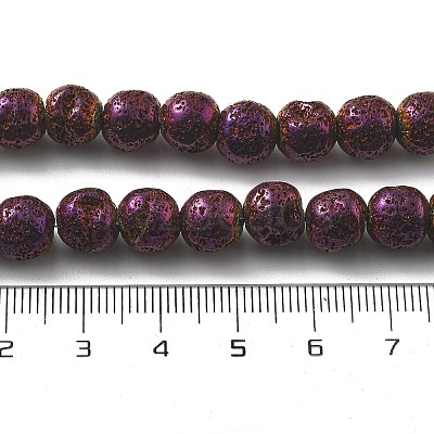 Electroplated Natural Lava Rock Beads Strands G-A251-E01-01B-1