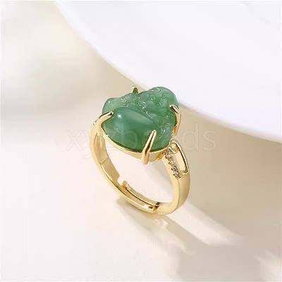 Brass & Resin Adjustable Finger Rings for Women FS-WG6D172-01-1