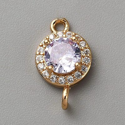 Light Gold Plated Brass Pave Cubic Zirconia Connector Charms KK-CJC0001-41KCG-04-1