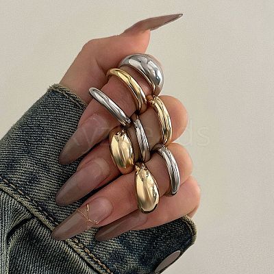 8Pcs Alloy Open Cuff Rings Kit for Women RJEW-K260-03-1