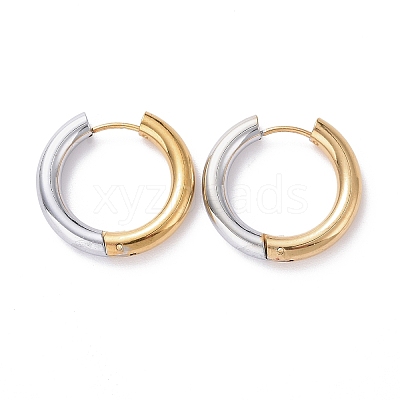 Two Tone 304 Stainless Steel Hinged Hoop Earrings for Women LS-EJEW-A073-01D-1
