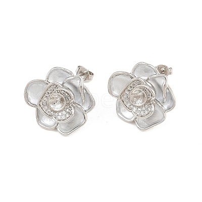 Brass Micro Pave Cubic Zirconia Stud Earring Findings CU-CBAA5EE-04P-02-1