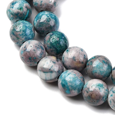 Natural Dyed Marble Beads Strands G-P593-8mm-03-1