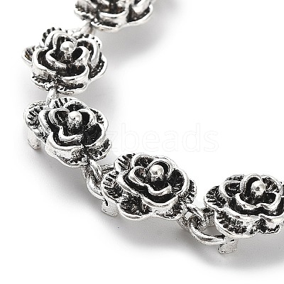 Vintage Alloy Rose Flower Link Chain Bracelet for Women BJEW-A140-01AS-1