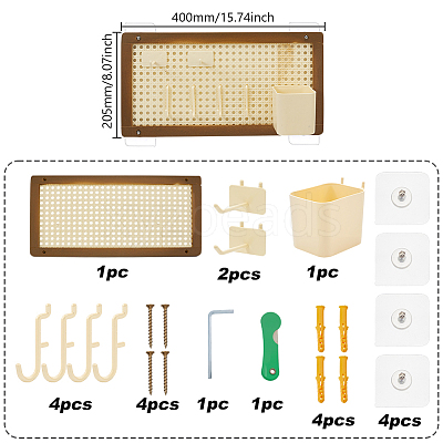 Bamboo & Plastic Rattan Hole Board Jewelry Display Stands ODIS-GA0001-89-1