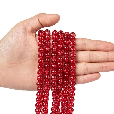 Spray Painted Crackle Glass Beads Strands CCG-Q001-8mm-13-1