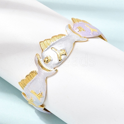 Ocean 304 Stainless Steel Enamel Fish Open Cuff Bangles for Women SA-CBA1A30-02B-G-1