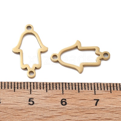 304 Stainless Steel Hollow Hamsa Hand Connector Charms STAS-M111-35G-1
