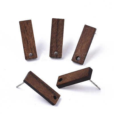 Walnut Wood Stud Earring Findings MAK-N033-009-1
