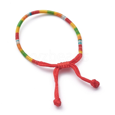 Rainbow Nylon Cord Braided Bracelets BJEW-Z008-03-1