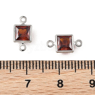 SHEGRACE Brass Pave Cubic Zirconia Square Connector Charms XGRQ2O169-440B-P-1