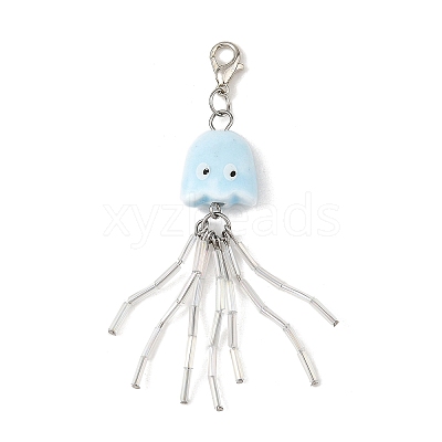 Octopus Porcelain & Glass Pendant Decorations HJEW-JM05047-1