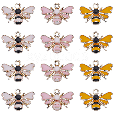 30Pcs 3 Colors Alloy Enamel Pendants ENAM-SC0004-26G-1