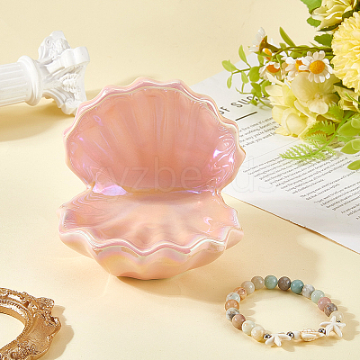Shell Shape Porcelain Jewelry Plate AJEW-WH20080-08B-1