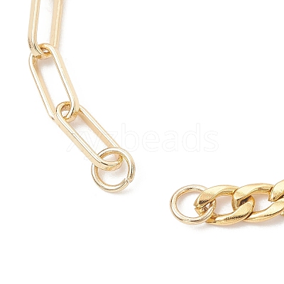 304 Stainless Steel Figaro Chain and Brass Paperclip Chain Bracelet Making AJEW-JB01567-1