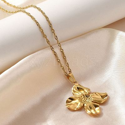 Summer Beach 304 Stainless Steel Pendant Rope Chain Necklaces for Women STAS-Z108-01G-06-1