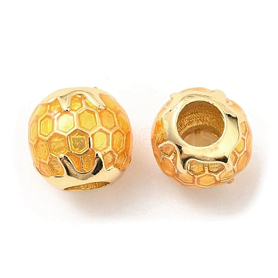 Brass Enamel European Beads KK-M247-07G-1