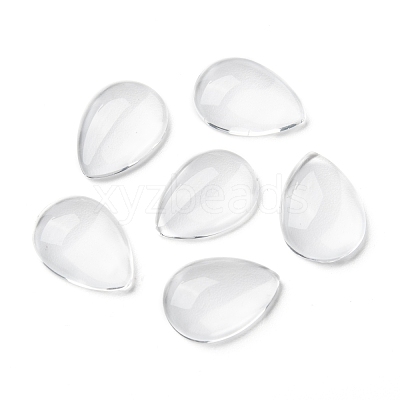 Transparent Teardrop Glass Cabochons GGLA-R024-18x13-1
