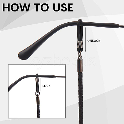 2Pcs 2 Styles Cowhide Neck Strap for Eyeglasses AJEW-CL0004-76B-1