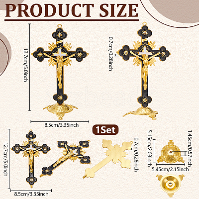 Religion Alloy Enamel Crucifix Cross Statue Display Decorations DJEW-WH0043-105B-1