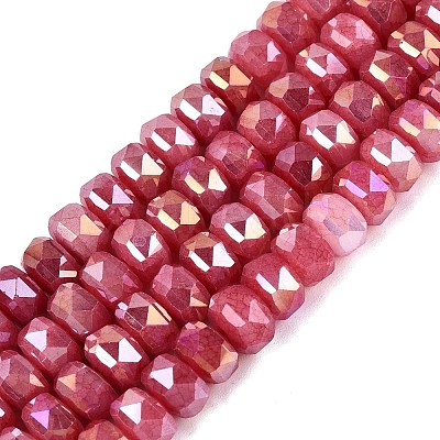 Electroplate Crackle Imitation Jade Glass Beads Strands EGLA-Q135-01A-C11-1