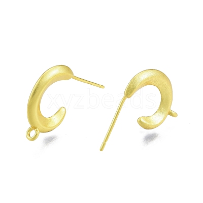 Rack Plating C-Shape Brass Stud Earring Findings KK-G437-12MG-1