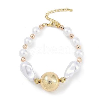 Rack Plating Brass Beaded Bracelets BJEW-P341-07B-G-1