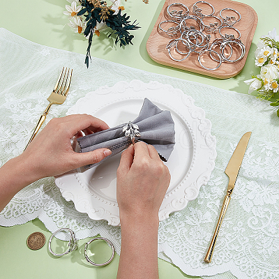 60Pcs Christmas Theme Alloy Leaf Napkin Rings AJEW-PB0001-03P-1