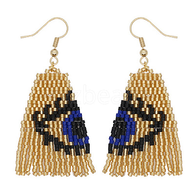 Glass Seed Beaded Dangle Earrings UP1893-02-1