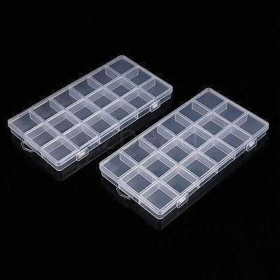 18 Grids Transparent Plastic Bead Containers X-CON-YW0001-62G-1