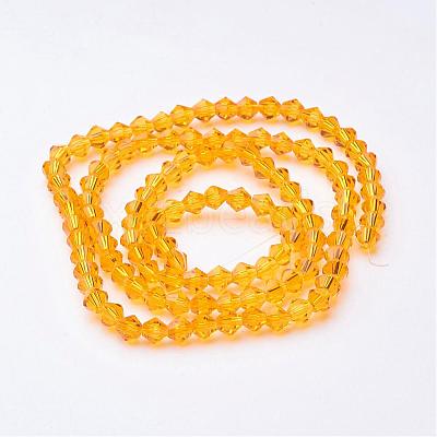 Orange Glass Bicone Beads Strands X-GLAA-S026-12-1