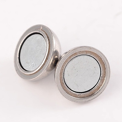 Tarnish Resistant Round 304 Stainless Steel Magnetic Clasps with Loops STAS-N014-01-10mm-1