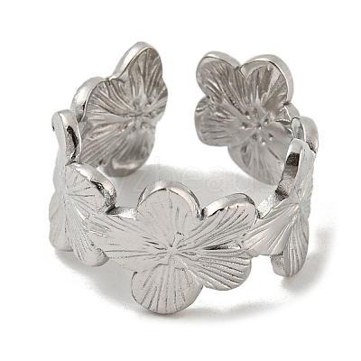 Non-Tarnish 304 Stainless Steel Open Cuff Ring RJEW-C067-23P-1