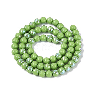 Electroplate Opaque Glass Beads Strands LS-EGLA-Q132-6MM-01C-16-1
