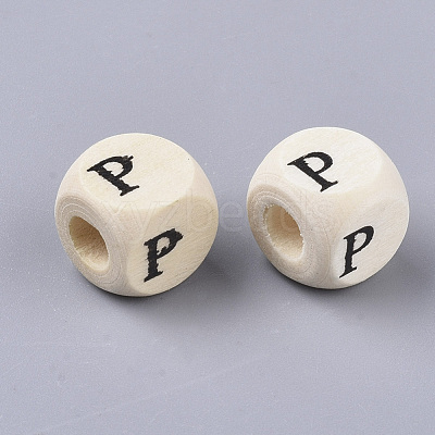 Printed Natural Wood Beads WOOD-T026-001P-1