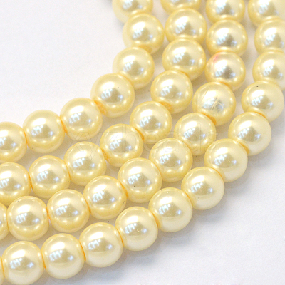 Baking Paint Pearlized Glass Pearl Round Bead Strands HY-Q003-10mm-21-1