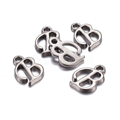 Gunmetal Plated Alloy Letter Pendants PALLOY-J718-01B-B-1